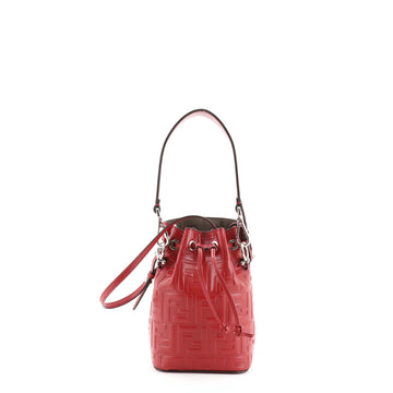 Fendi Mon Tresor Bucket Bag Zucca Embossed Leather Mini