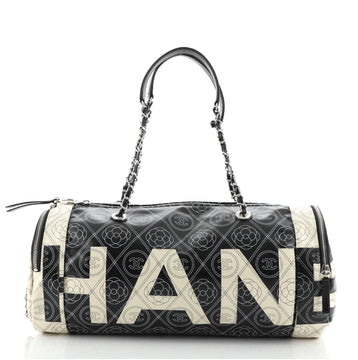 Chanel Logo Zip Duffle Printed Coated Canvas Large