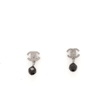 Chanel CC Bead Dangle Earrings Ruthenium