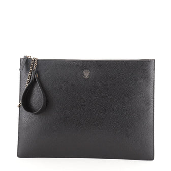 Gucci Chain Zip Wristlet Clutch Leather