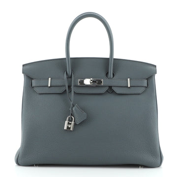 Hermes Birkin Handbag Blue Togo with Palladium Hardware 35