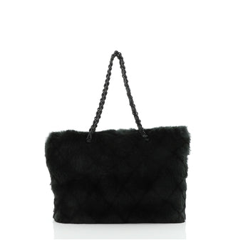 Chanel Vintage CC Chain Tote Printed Lapin Fur Medium