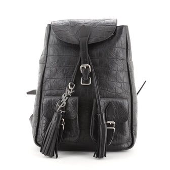 Saint Laurent Festival Backpack Crocodile Embossed Leather Small