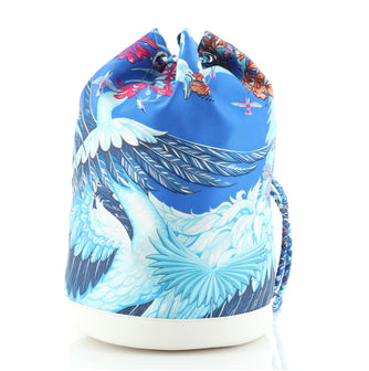 Hermes Soie Cool Handbag Printed Silk and Calfskin Medium