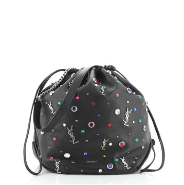 Saint Laurent Teddy Bucket Bag Embellished Leather Small
