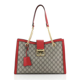 Gucci Padlock Chain Tote GG Coated Canvas Medium