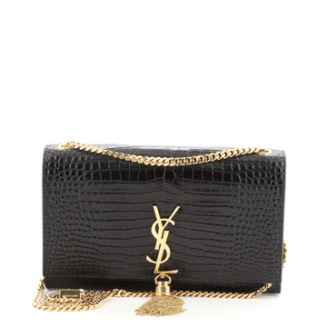 Saint Laurent Classic Monogram Tassel Crossbody Bag Crocodile Embossed Leather Medium