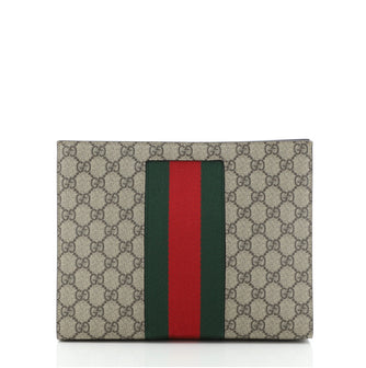 Gucci Web Zip Pouch GG Coated Canvas