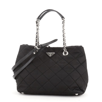 Prada Convertible Chain Tote Quilted Tessuto Medium