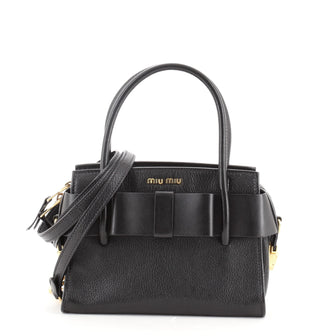 Miu Miu Madras Fiocco Bow Tote Leather Small