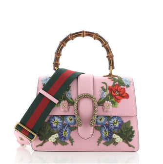 Gucci Dionysus Bamboo Top Handle Bag Embroidered Leather Medium