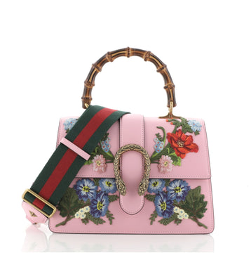 Gucci Dionysus Bamboo Top Handle Bag Embroidered Leather Medium