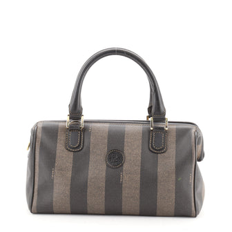 Fendi Vintage Pequin Convertible Boston Bag Coated Canvas Medium