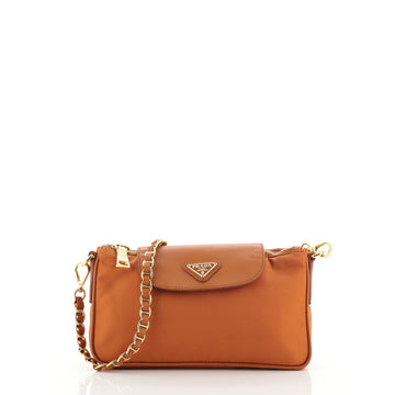 Prada Chain Crossbody Bag Tessuto and Saffiano Leather Small