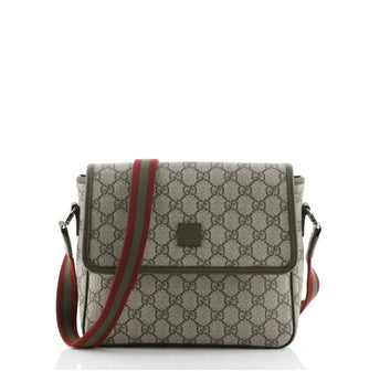 Gucci Kid's Web Strap Flap Messenger Bag GG Coated Canvas Small