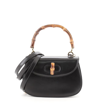 Gucci Vintage Convertible Bamboo Top Handle Bag Leather Small