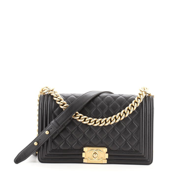 Chanel Boy Flap Bag Quilted Lambskin Old Medium
