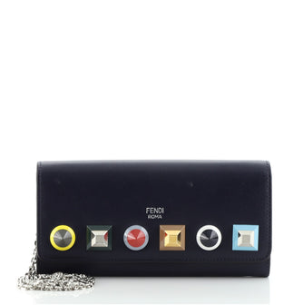 Fendi Continental Wallet on Chain Studded Leather
