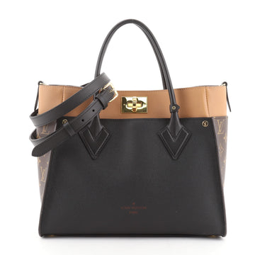 Louis Vuitton On My Side Tote Leather with Monogram Canvas