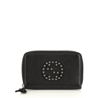 Gucci Soho Zip Around Wallet Studded Leather Compact