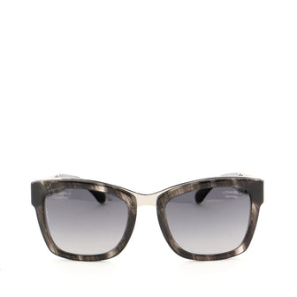Chanel CC Chain Square Sunglasses Acetate with Metal and Leather