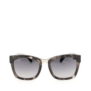 Chanel CC Chain Square Sunglasses Acetate with Metal and Leather