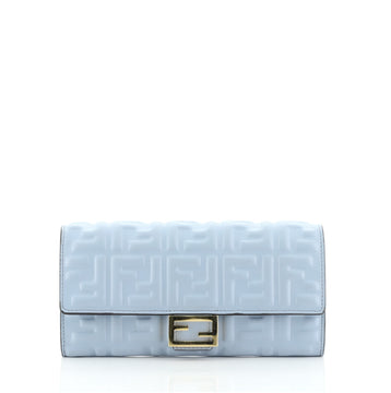 Fendi Baguette Continental Wallet Zucca Embossed Leather