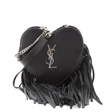Saint Laurent Fringe Love Heart Chain Bag Leather Small