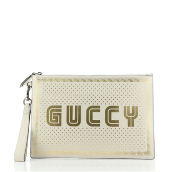 Gucci Wristlet Clutch Limited Edition Printed Leather