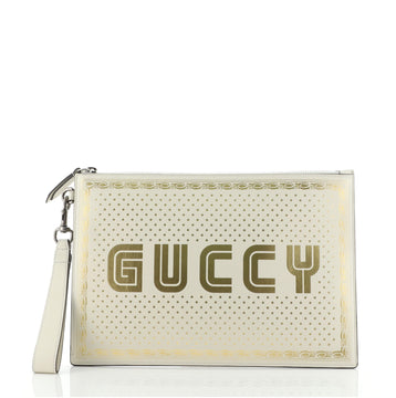Gucci Wristlet Clutch Limited Edition Printed Leather