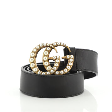 Gucci Pearly GG Marmont Belt Leather Wide