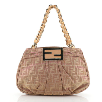 Fendi Mia Tote Metallic Zucca Canvas Small