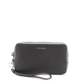 Prada Wristlet Zip Pouch Saffiano Leather Small