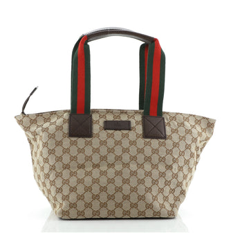 Gucci Web Zip Tote GG Canvas Medium