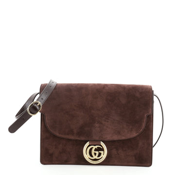 Gucci GG Ring Shoulder Bag Suede Medium
