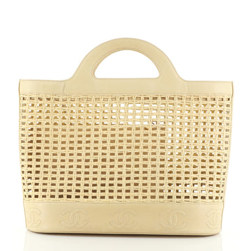 Chanel Vintage Basket Tote Wicker with Leather Large