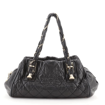 Chanel Lady Braid Bowler Bag Quilted Distressed Lambskin Small Black 9933538
