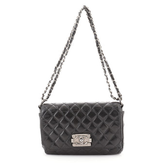 Chanel Boy Clasp Chain Bag Quilted Aged Calfskin Small