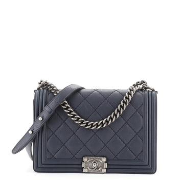 Chanel Double Stitch Boy Flap Bag Quilted Calfskin New Medium