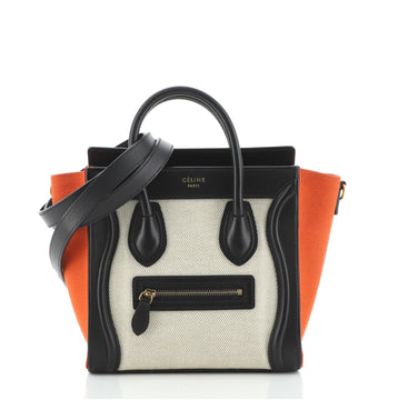 Celine Tricolor Luggage Bag Canvas and Leather Nano