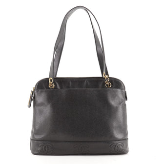 Chanel Vintage Stitched CC Shoulder Bag Caviar Medium