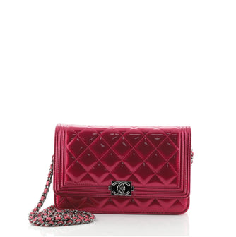 Chanel Boy Wallet on Chain Quilted Patent