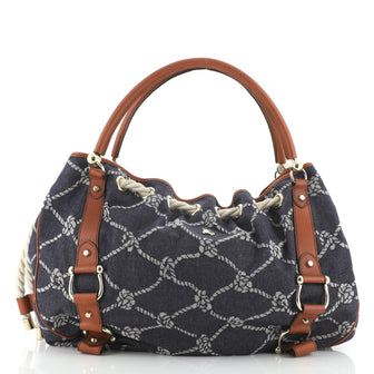 Burberry Rope Shoulder Bag Printed Denim Large