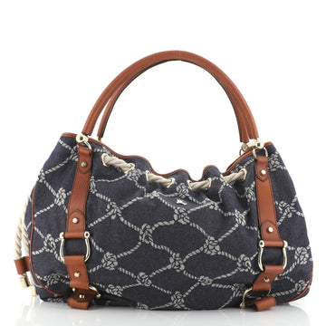 Burberry Rope Shoulder Bag Printed Denim Large