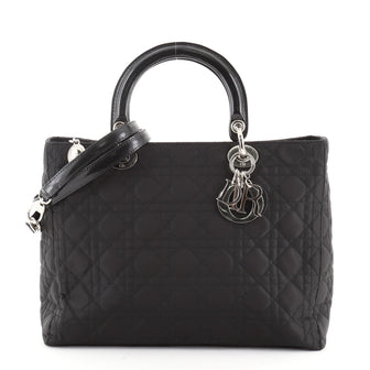 Christian Dior Lady Dior Bag Cannage Quilt Nylon Large