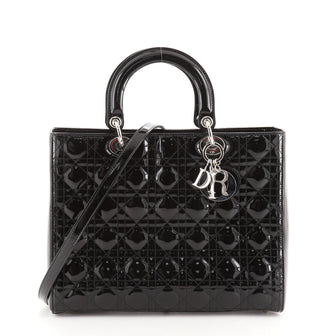 Christian Dior Lady Dior Bag Cannage Quilt Patent Large