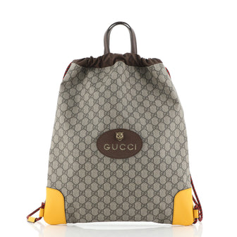 Gucci Neo Vintage Drawstring Backpack GG Coated Canvas Large