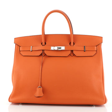 Hermes Birkin Handbag Orange Togo with Palladium Hardware 40