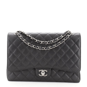 Chanel Classic Double Flap Bag Quilted Caviar Maxi