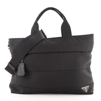 Prada Convertible Tote Horizontal Quilted Tessuto Medium